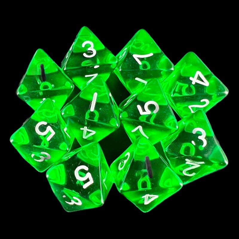 HALF PRICE CLEARANCE D&G Gem Green 10 x D8 Dice Set - SECONDS