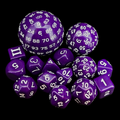 HALF PRICE Complete Opaque Purple & White 15 Dice Set D3 to D100 Dice