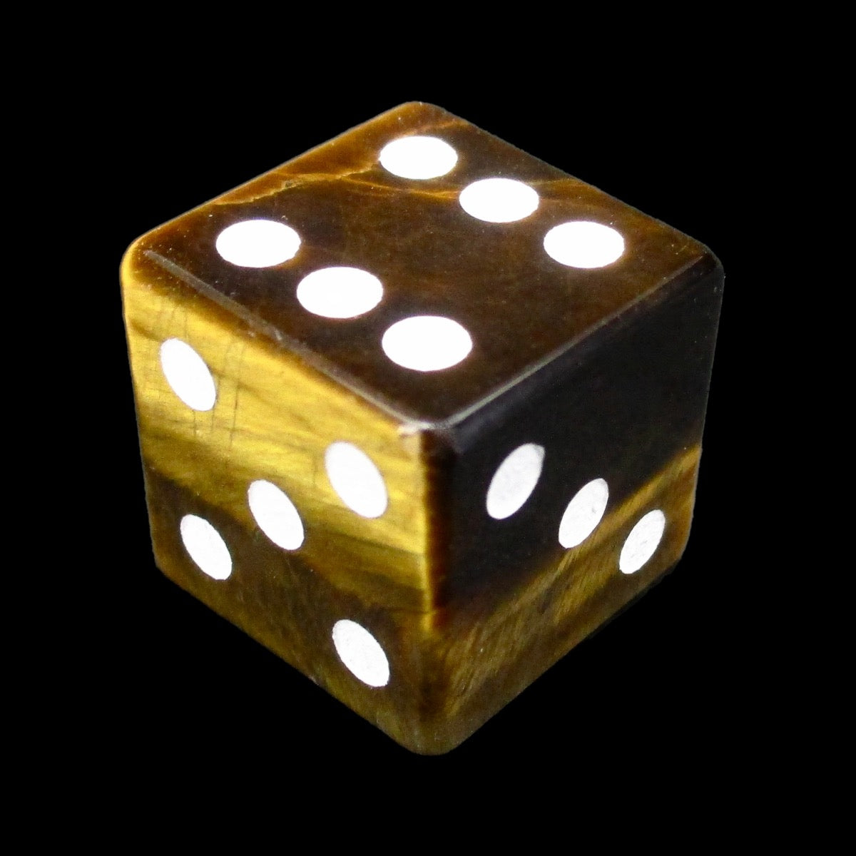 TDSO Gemstone Tiger Eye Gold & White 6 x D6 Spot Dice Set