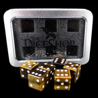 TDSO Gemstone Tiger Eye Gold & White 6 x D6 Spot Dice Set