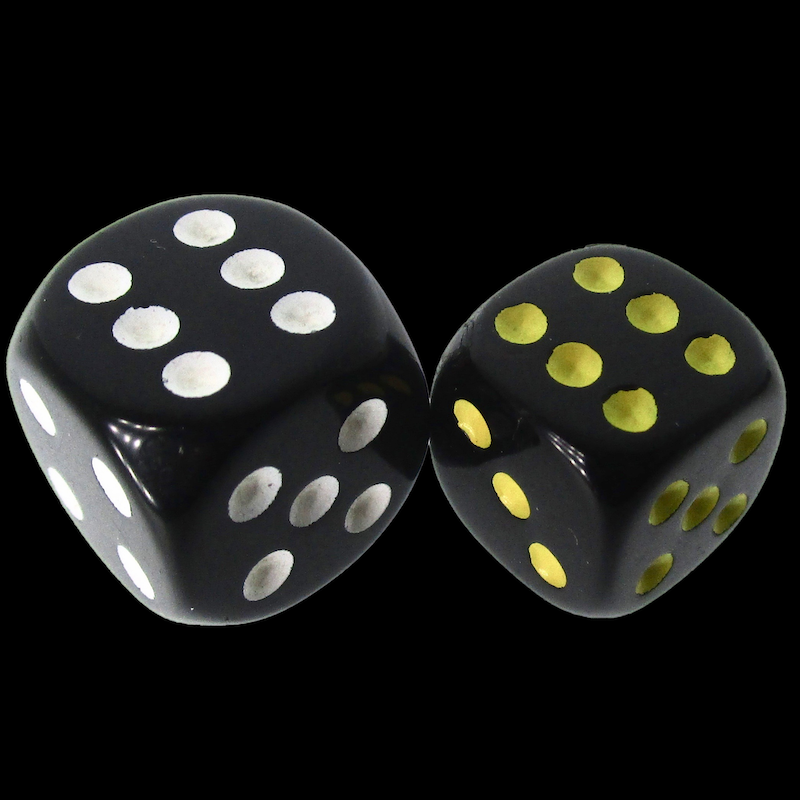 HALF PRICE CLEARANCE Role 4 Initiative Opaque Black & Yellow 14mm D6 Spot Dice