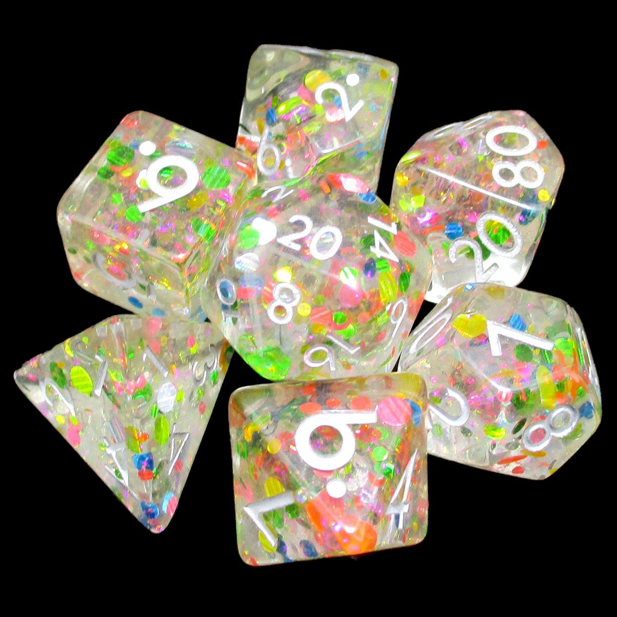 TDSO Rainbow Explosion Mica 7 Dice Polyset LTD EDITION