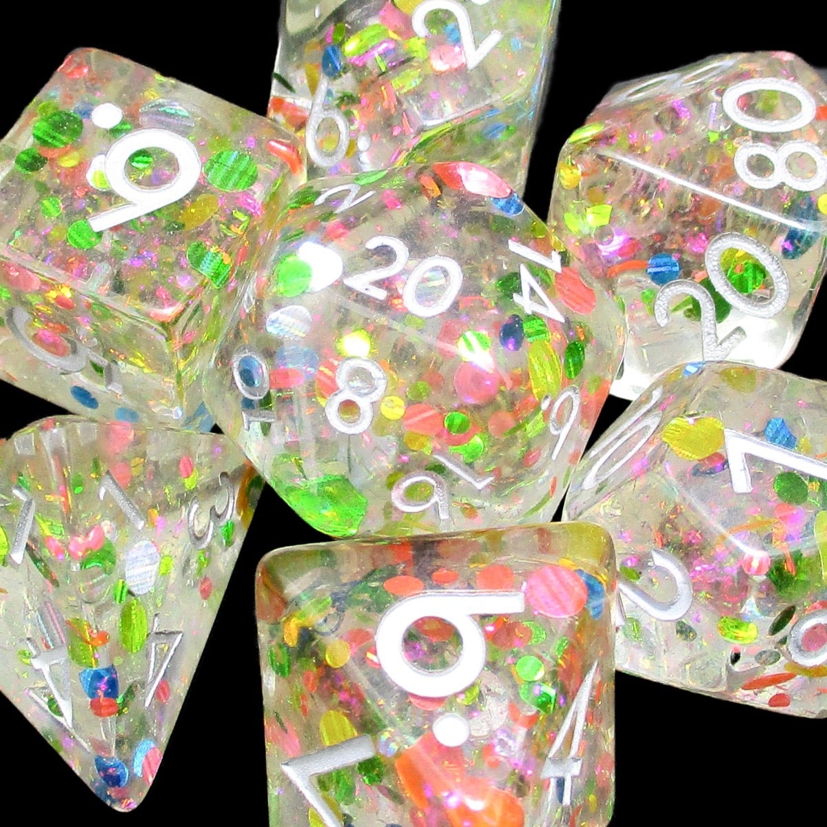 TDSO Rainbow Explosion Mica 7 Dice Polyset LTD EDITION