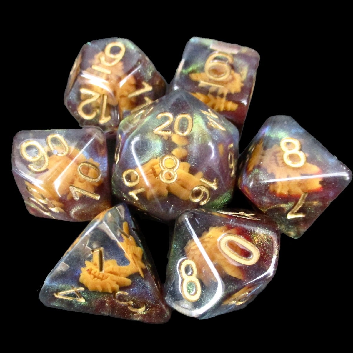 TDSO Encased Dragon Mask 7 Dice Polyset LTD EDITION