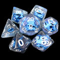 TDSO Encased Demon Eye Blue Dice 7 Dice Polyset
