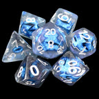 TDSO Encased Demon Eye Blue Dice 7 Dice Polyset