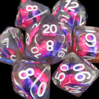TDSO Encased Demon Eye Orange Dice 7 Dice Polyset
