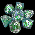 TDSO Encased Demon Eye Green Dice 7 Dice Polyset