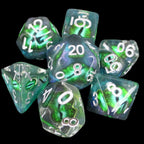 TDSO Encased Demon Eye Green Dice 7 Dice Polyset