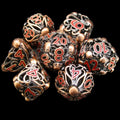 CLEARANCE TDSO Metal Hollow Cephalopod Copper & Red 7 Dice Polyset In Tin