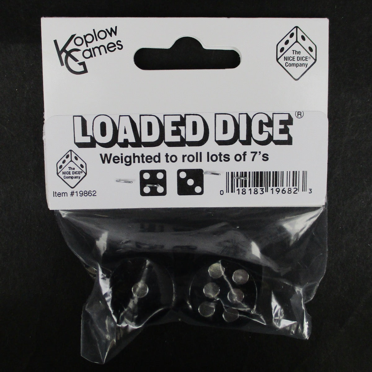Koplow Wooden Black Loaded Roll Lots of 7s Pair of Weighted Cheat 18mm D6 Spot Dice