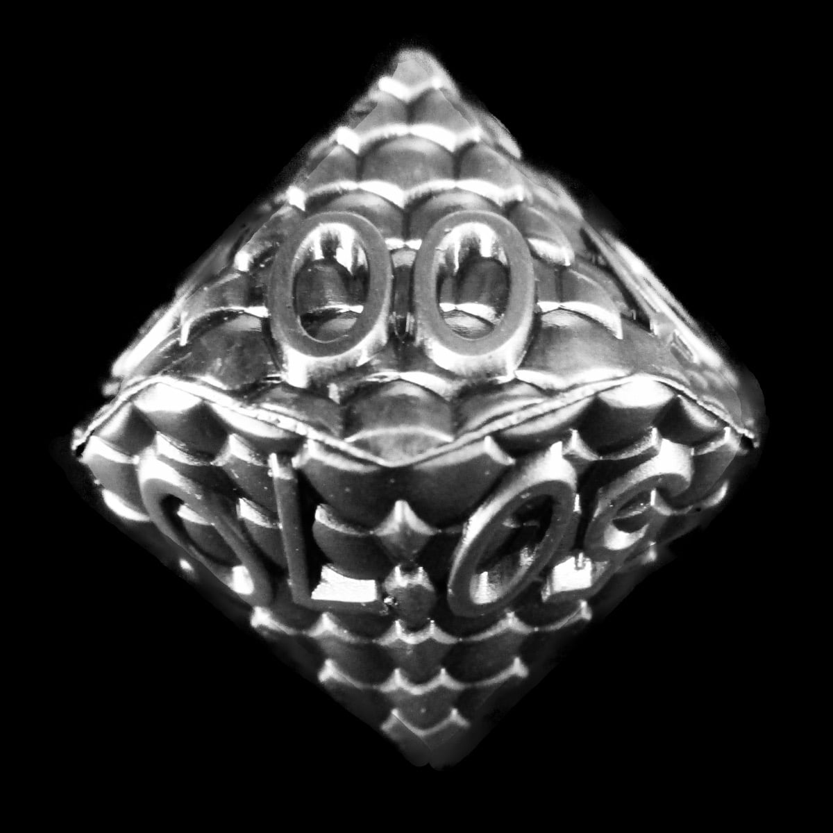 TDSO Metal Dragon Scale Antique Silver Percentile Dice