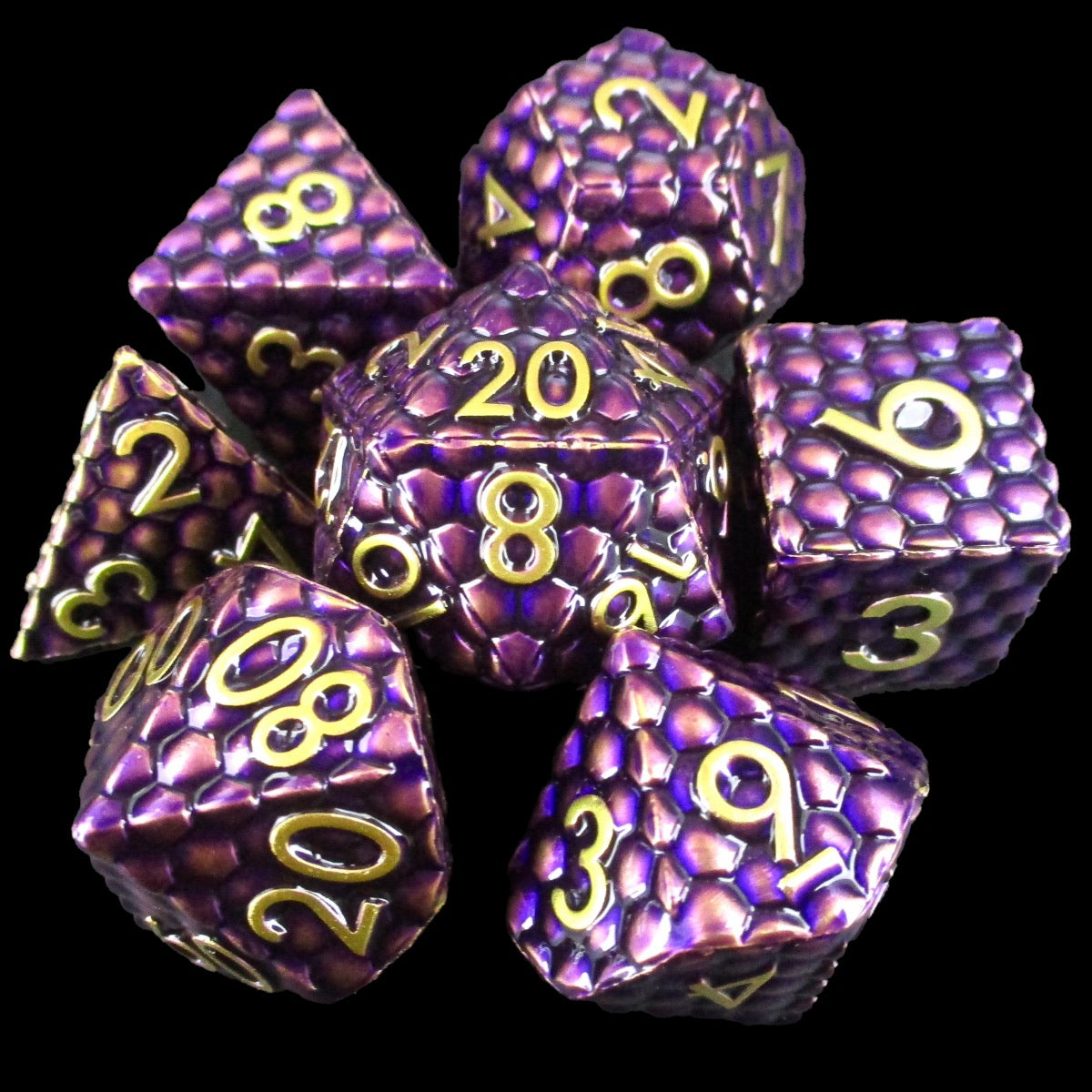 TDSO Metal Dragon Scale Purple & Gold 7 Dice Polyset