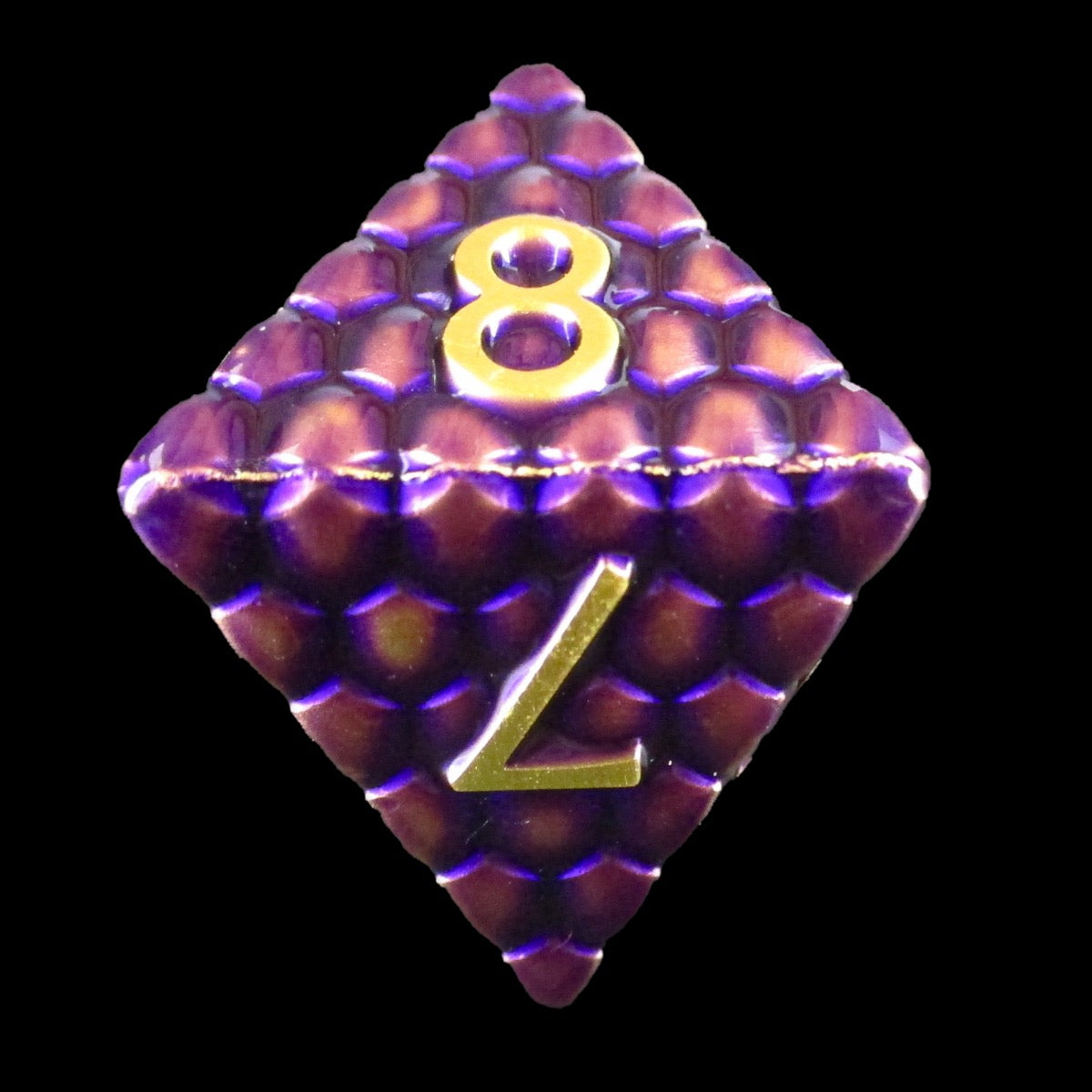TDSO Metal Dragon Scale Purple & Gold D8 Dice
