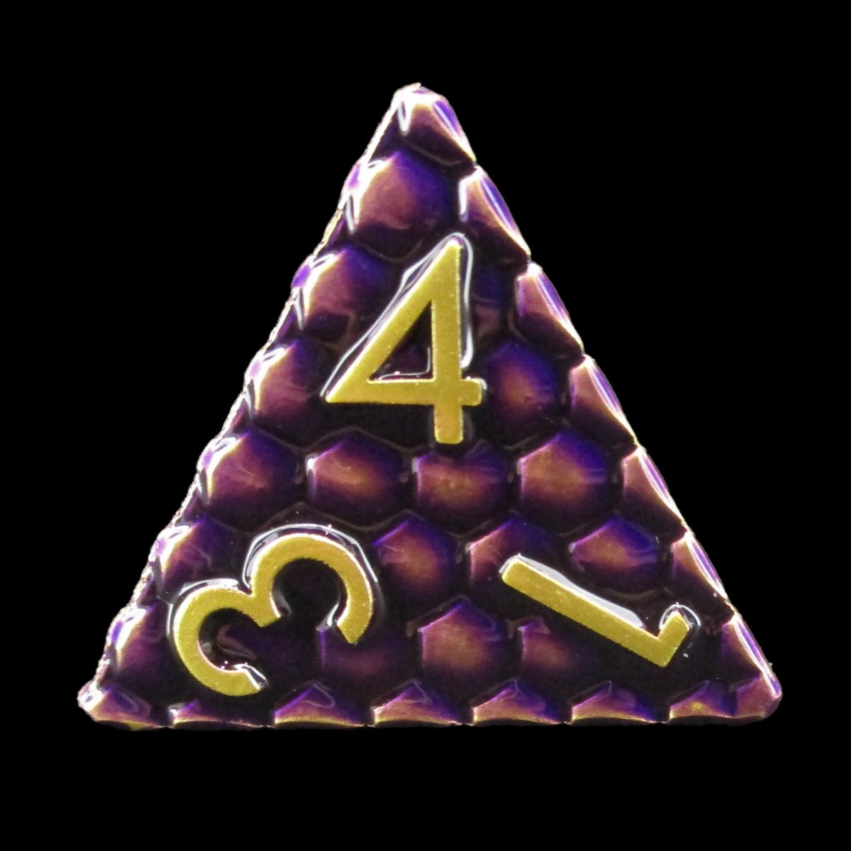 TDSO Metal Dragon Scale Purple & Gold D4 Dice