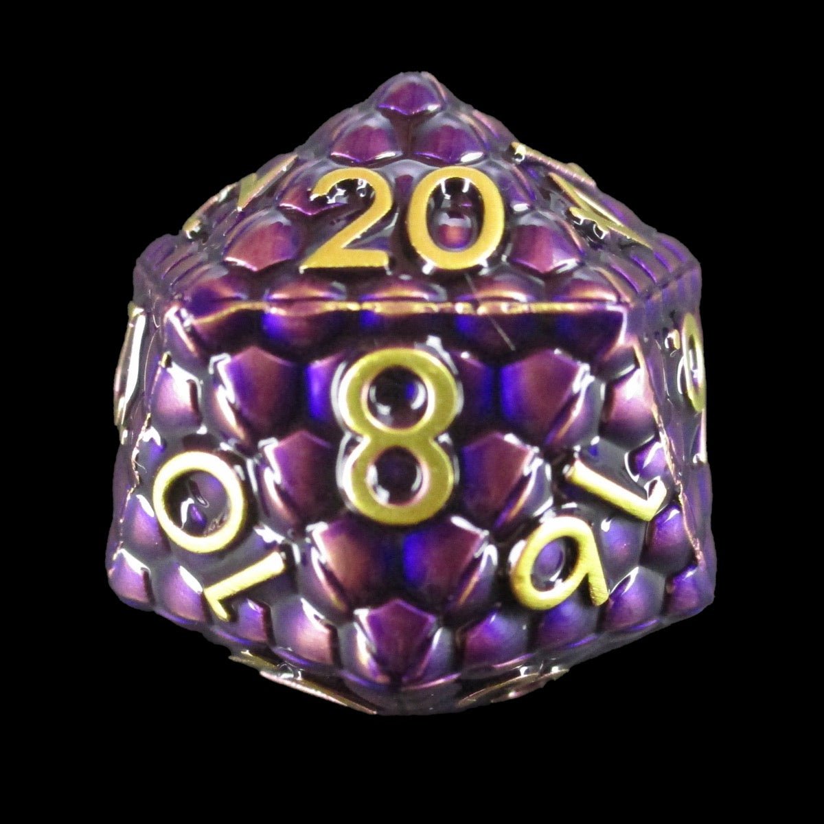 TDSO Metal Dragon Scale Purple & Gold D20 Dice