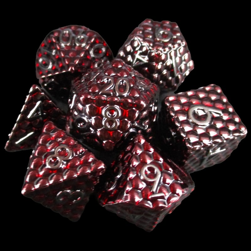 TDSO Metal Dragon Scale Red & Black 7 Dice Polyset