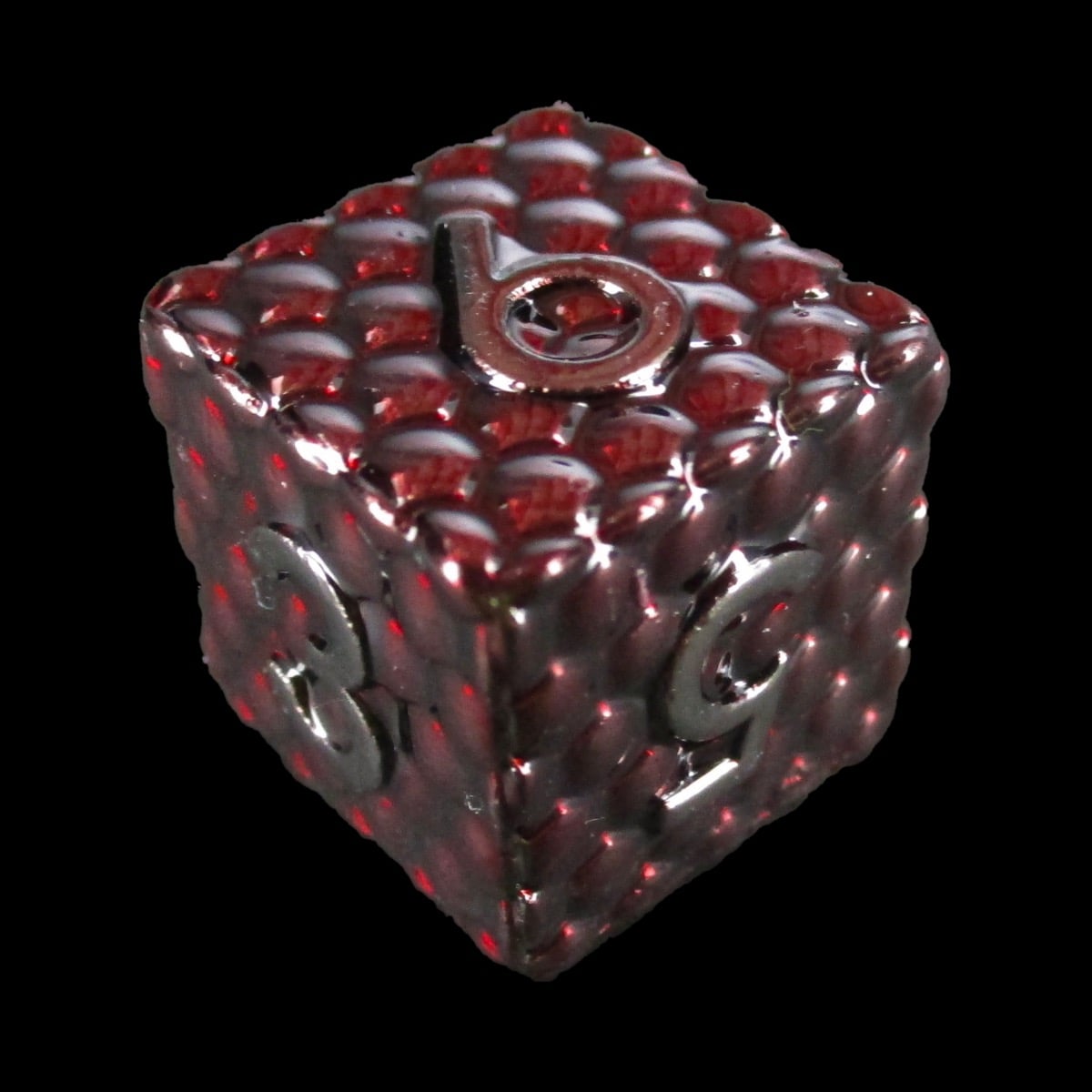TDSO Metal Dragon Scale Red & Black D6 Dice