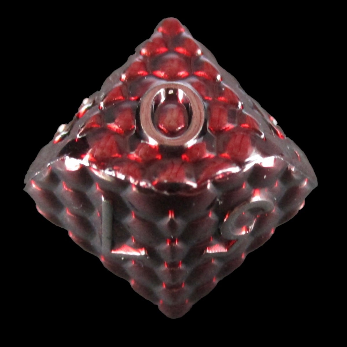 TDSO Metal Dragon Scale Red & Black D10 Dice