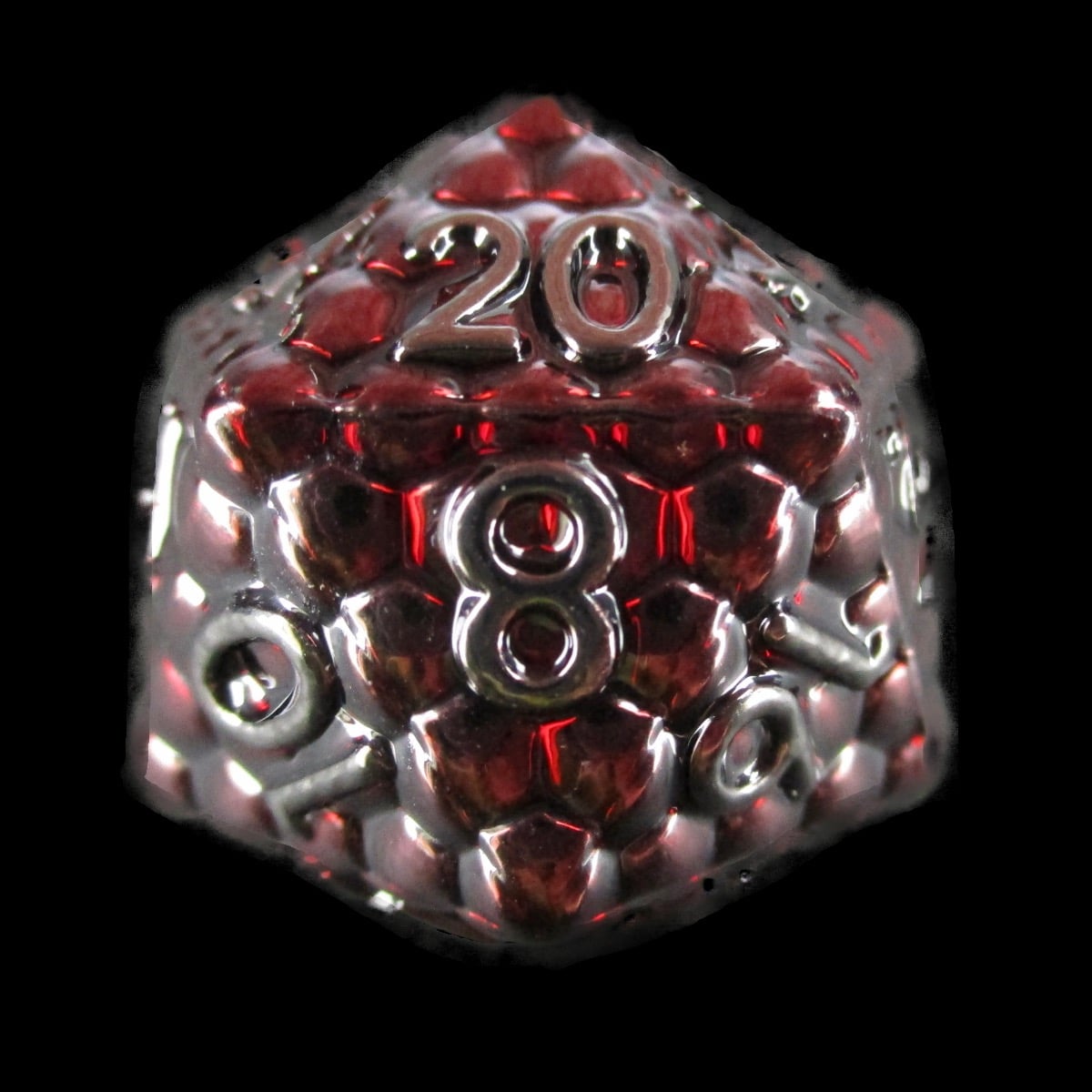 TDSO Metal Dragon Scale Red & Black D20 Dice