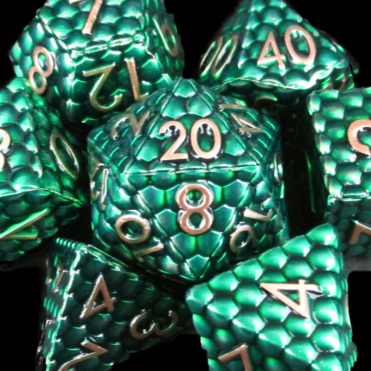 TDSO Metal Dragon Scale Green & Copper 7 Dice Polyset