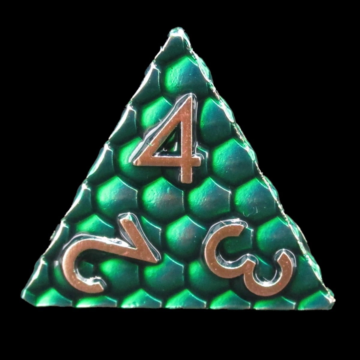 TDSO Metal Dragon Scale Green & Copper D4 Dice