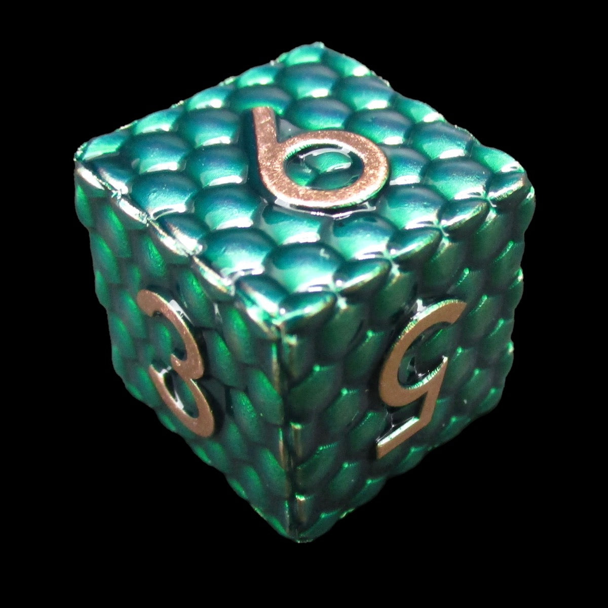 TDSO Metal Dragon Scale Green & Copper D6 Dice