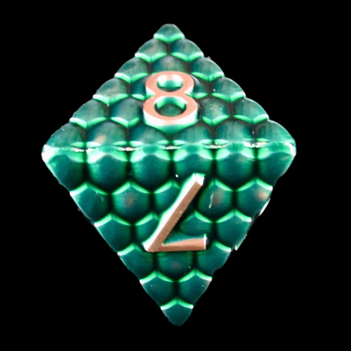 TDSO Metal Dragon Scale Green & Copper D8 Dice
