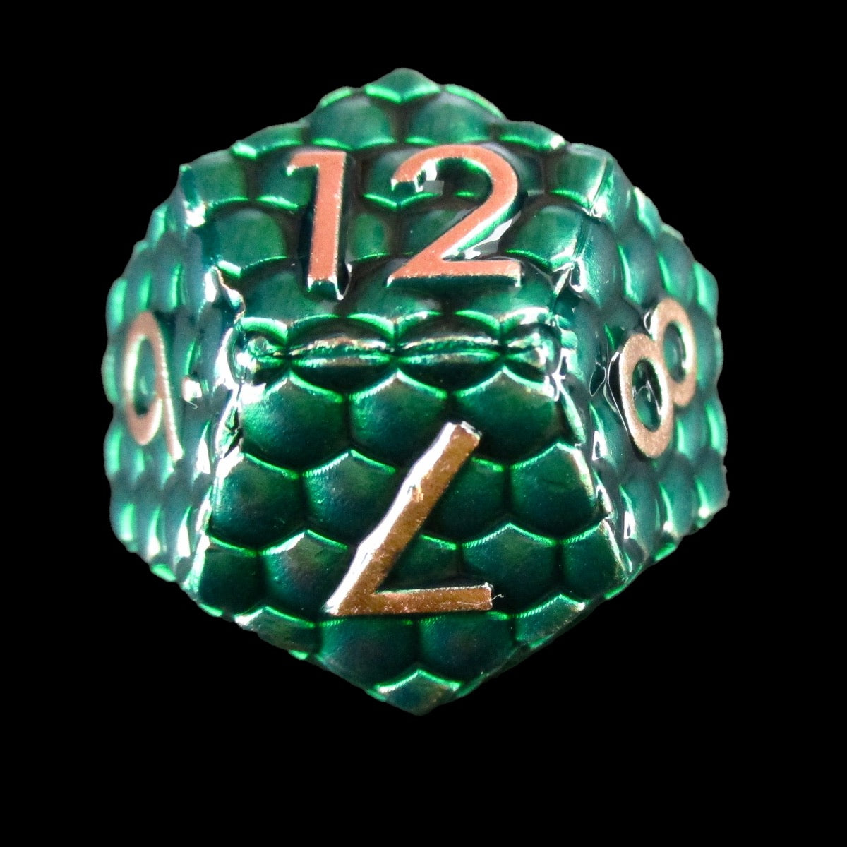 TDSO Metal Dragon Scale Green & Copper D12 Dice