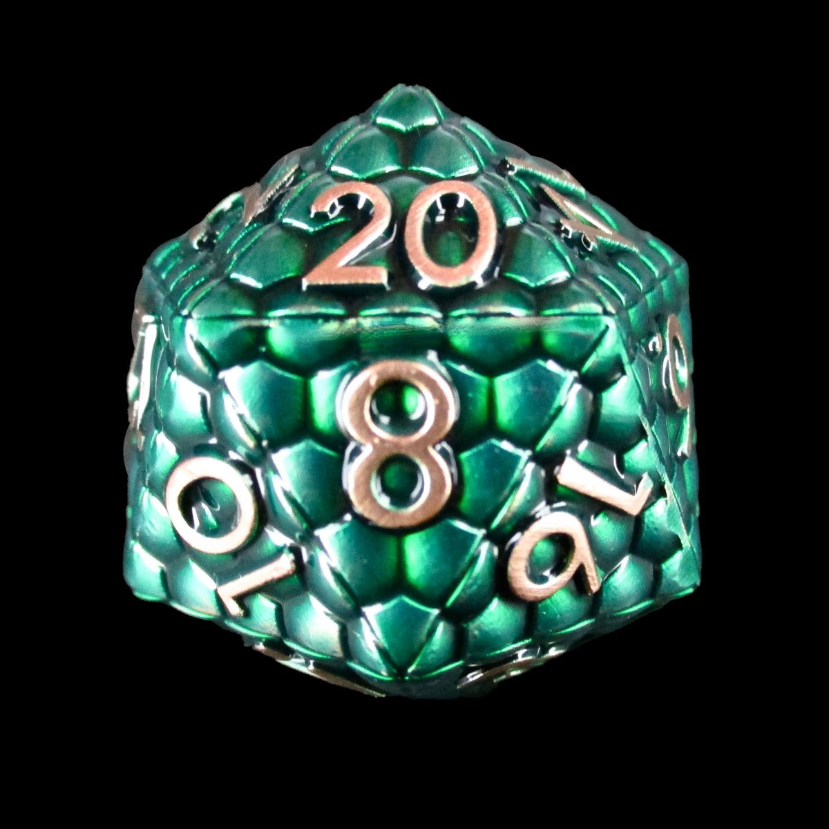 TDSO Metal Dragon Scale Green & Copper D20 Dice
