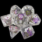 TDSO Encapsulated Flower Violet & White 7 Dice Polyset