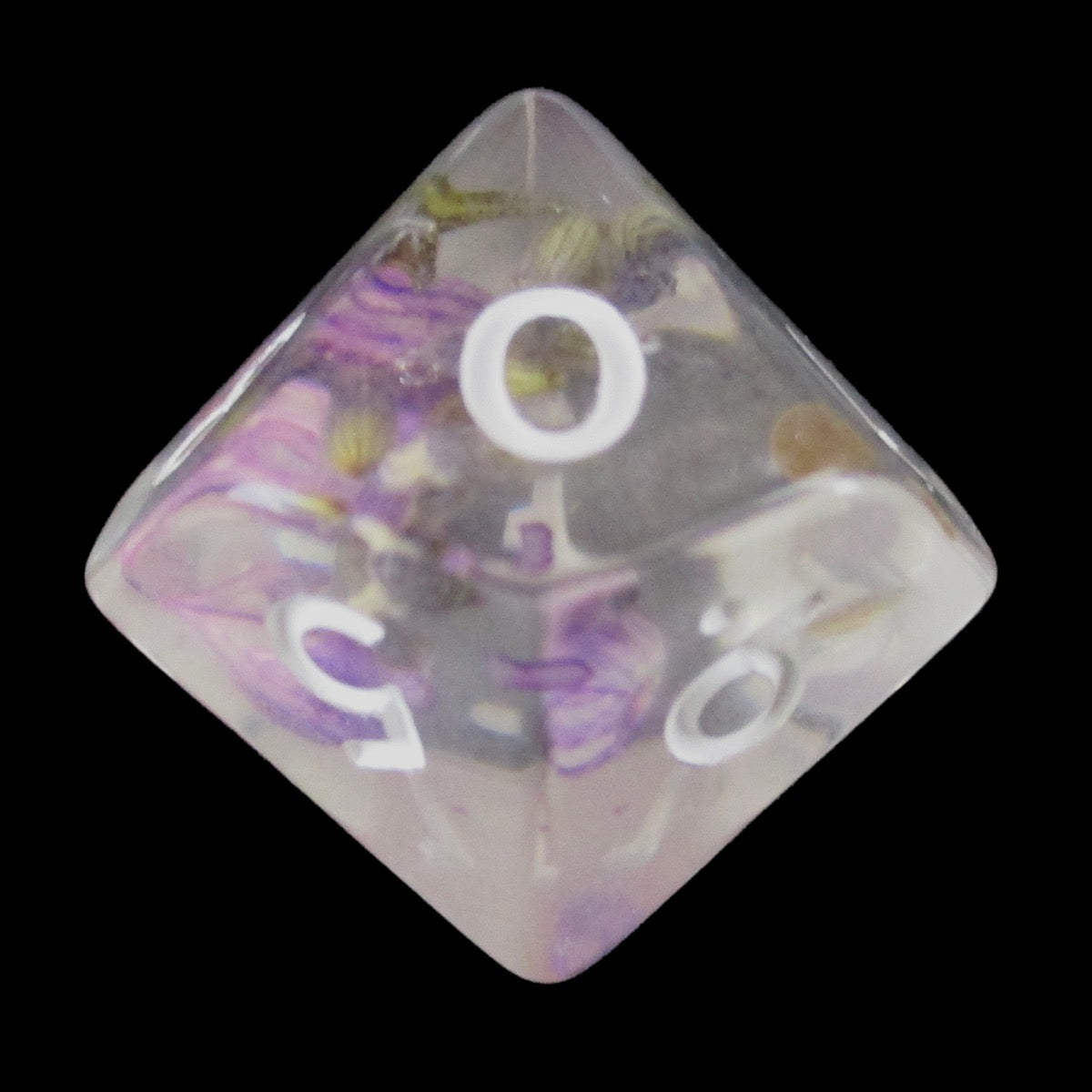 TDSO Encapsulated Flower Violet & White D10 Dice
