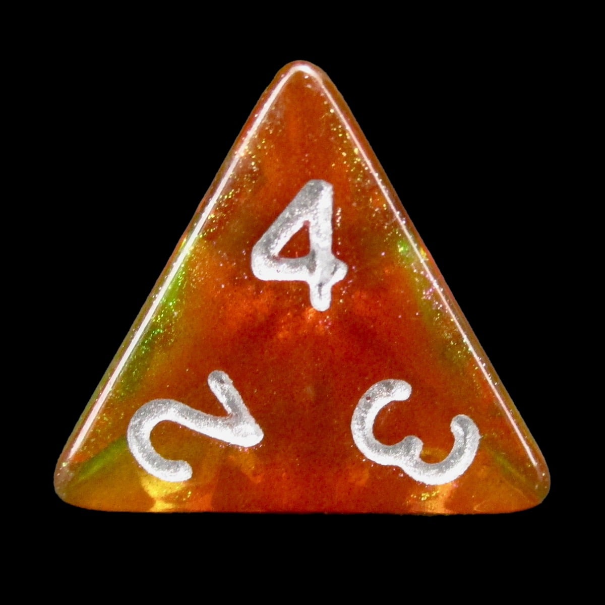 HALF PRICE CLEARANCE TDSO Phoenix Multi Glitter Green Orange & Red D4 Dice