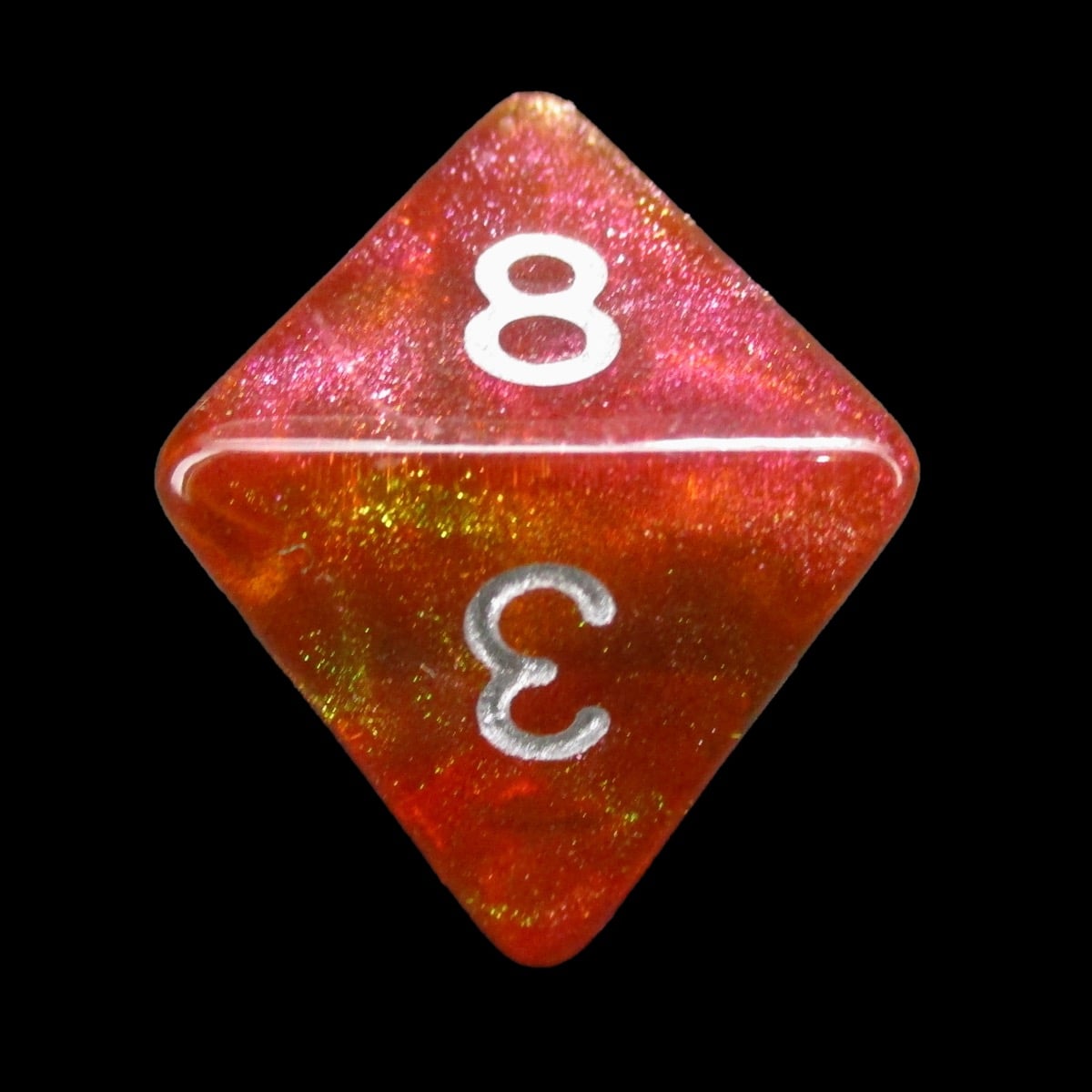 HALF PRICE CLEARANCE TDSO Phoenix Multi Glitter Green Orange & Red D8 Dice
