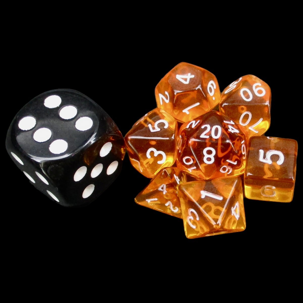 TDSO Bright Gem Fire Opal MINI 10mm 7 Dice Polyset