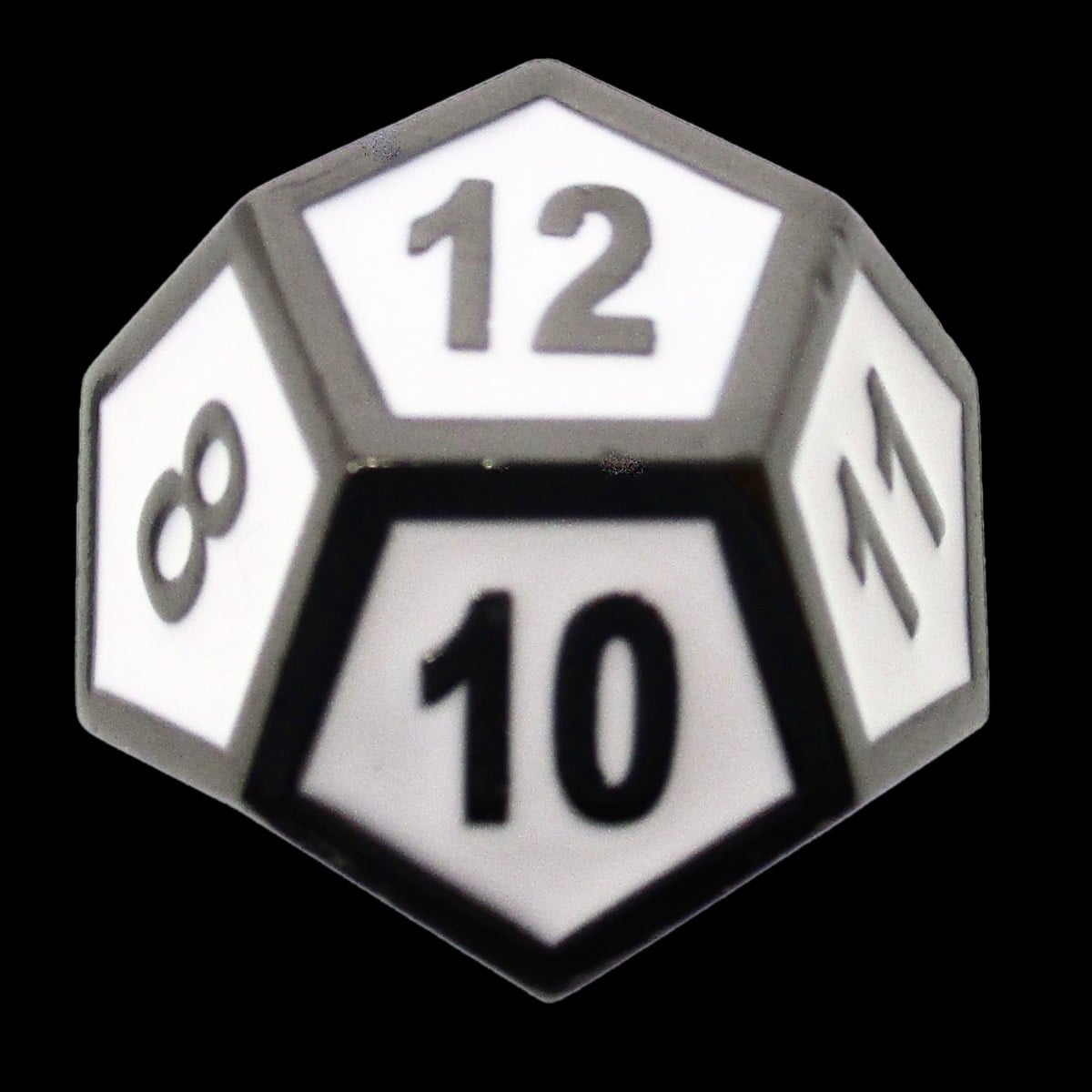TDSO Metal Fire Forge 'Paladin' Black Nickel & White Enamel D12 Dice