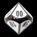 TDSO Metal Fire Forge 'Paladin' Black Nickel & White Enamel Percentile Dice