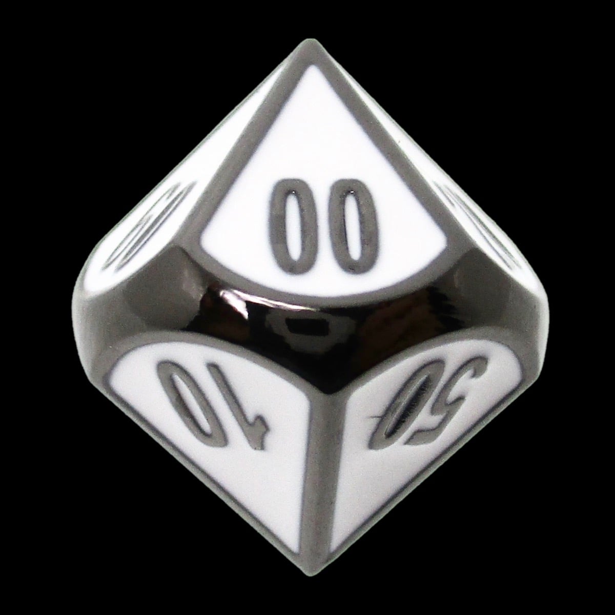 TDSO Metal Fire Forge 'Paladin' Black Nickel & White Enamel Percentile Dice