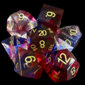 TDSO Glass Tri Colour Red Blue & Clear 7 Dice Polyset TEST PRODUCTION
