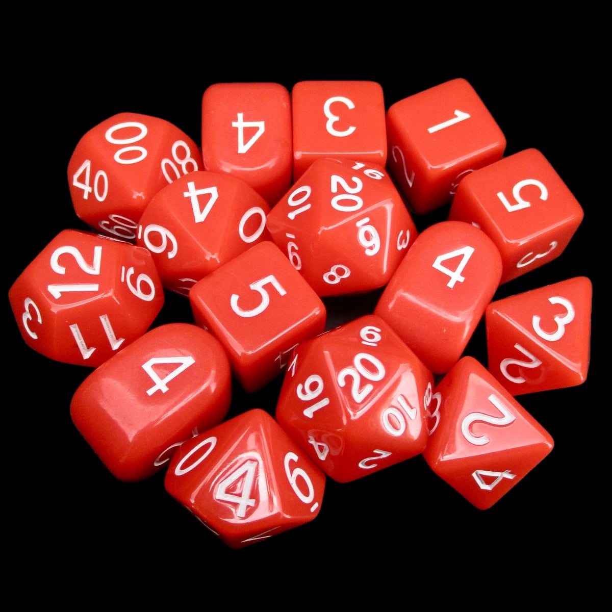 Role 4 Initiative Opaque Red & White 15 Dice Polyset with Arch D4s