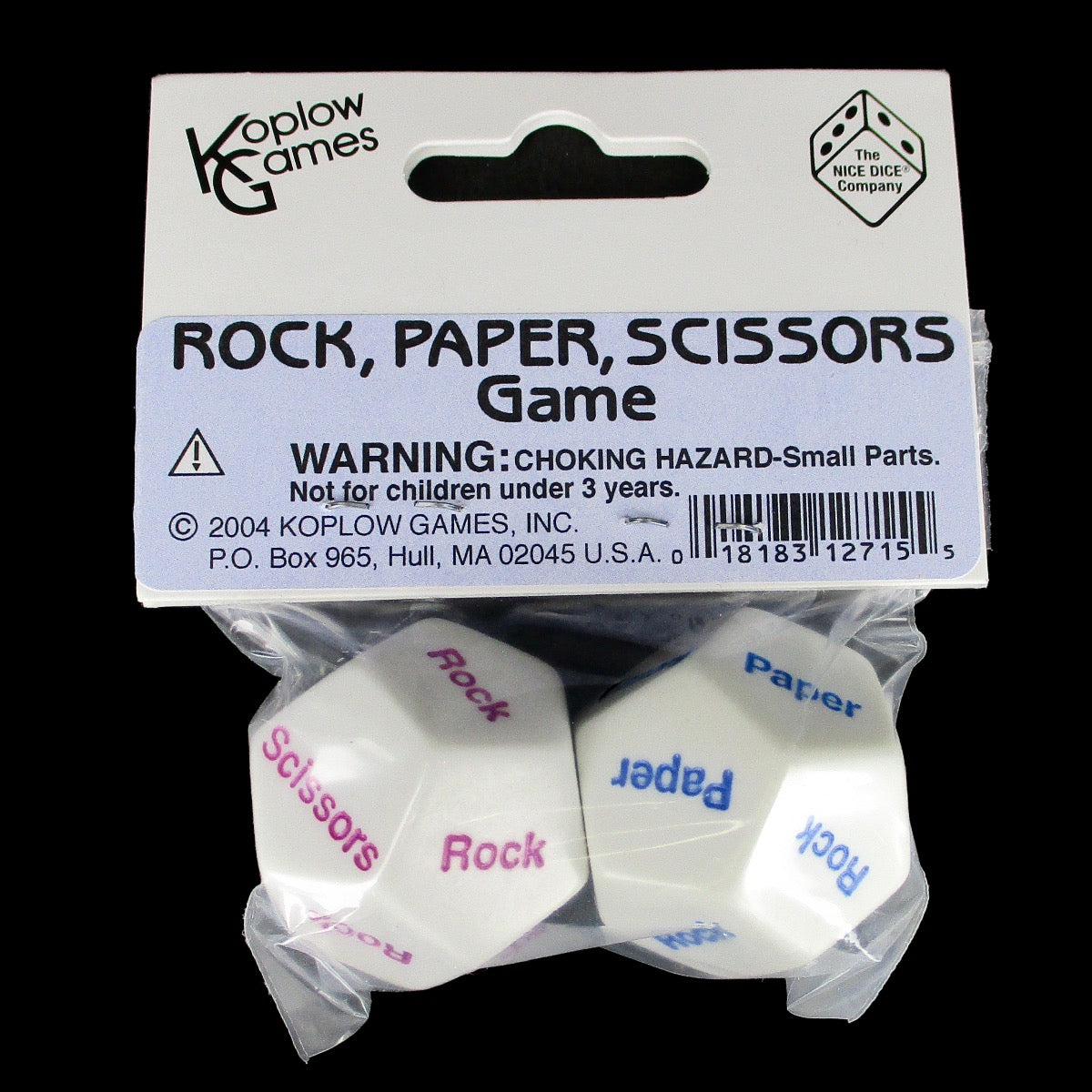 Koplow Opaque Rock Paper Scissors JUMBO 28mm 2 x D12 Dice Game