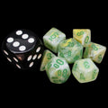 Chessex Marble Green & Dark Green MINI-HEDRAL 7 Dice Polyset with Dice Cube