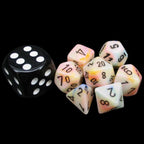 Chessex Festive Circus & Black MINI-HEDRAL 7 Dice Polyset with Dice Cube
