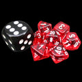 Chessex Translucent Red & White MINI-HEDRAL 7 Dice Polyset with Dice Cube