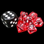 Chessex Translucent Red & White MINI-HEDRAL 7 Dice Polyset with Dice Cube