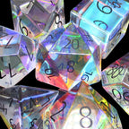 TDSO Zircon Glass Rainbow & Black 7 Dice Polyset