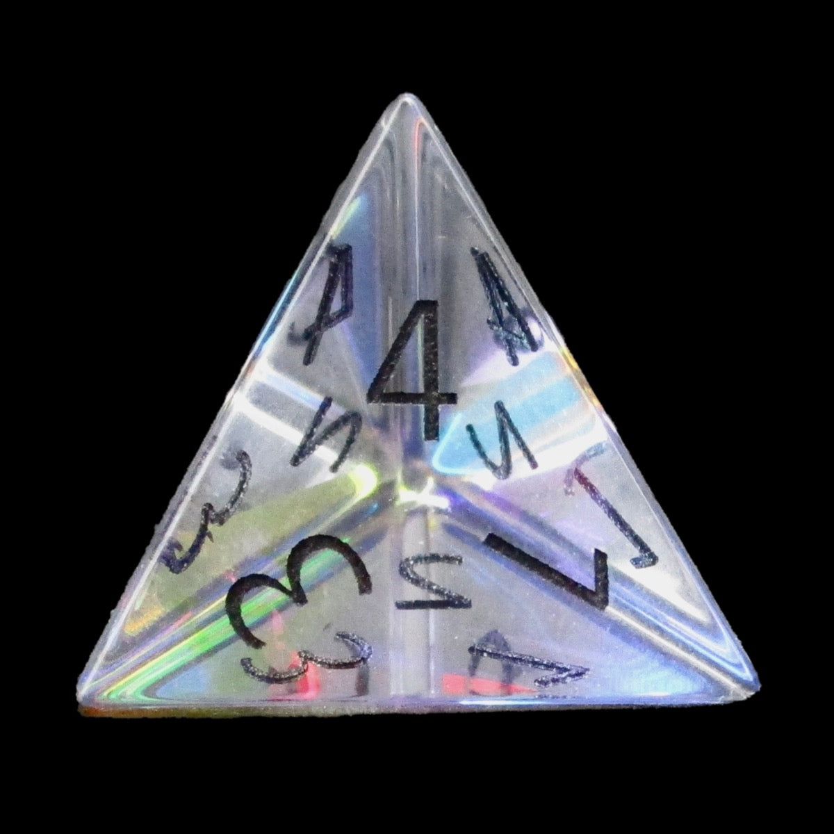 TDSO Zircon Glass Rainbow & Black D4 Dice