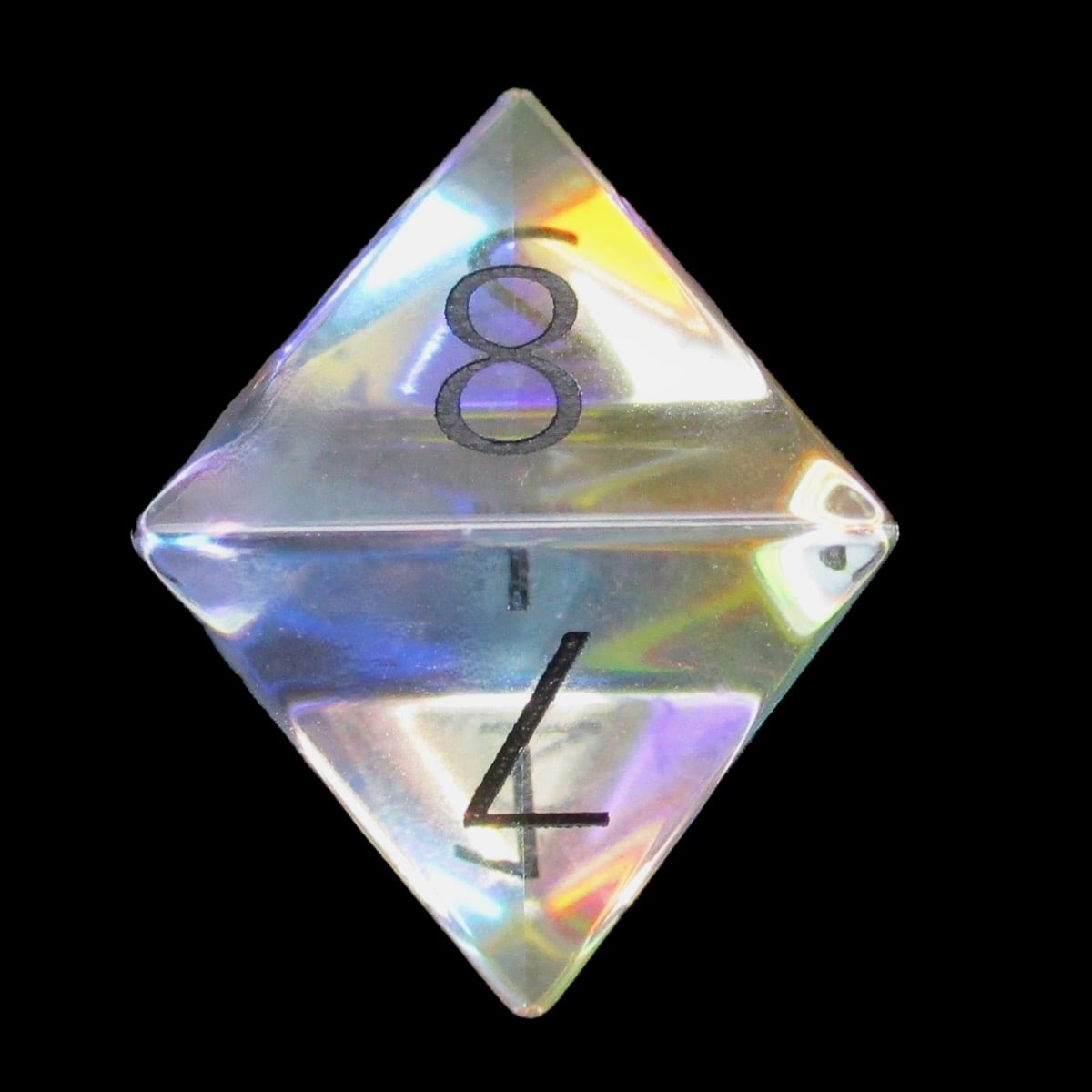 TDSO Zircon Glass Rainbow & Black D8 Dice
