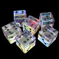 TDSO Zircon Glass Rainbow & Black 6 x D6 Spot Dice Set