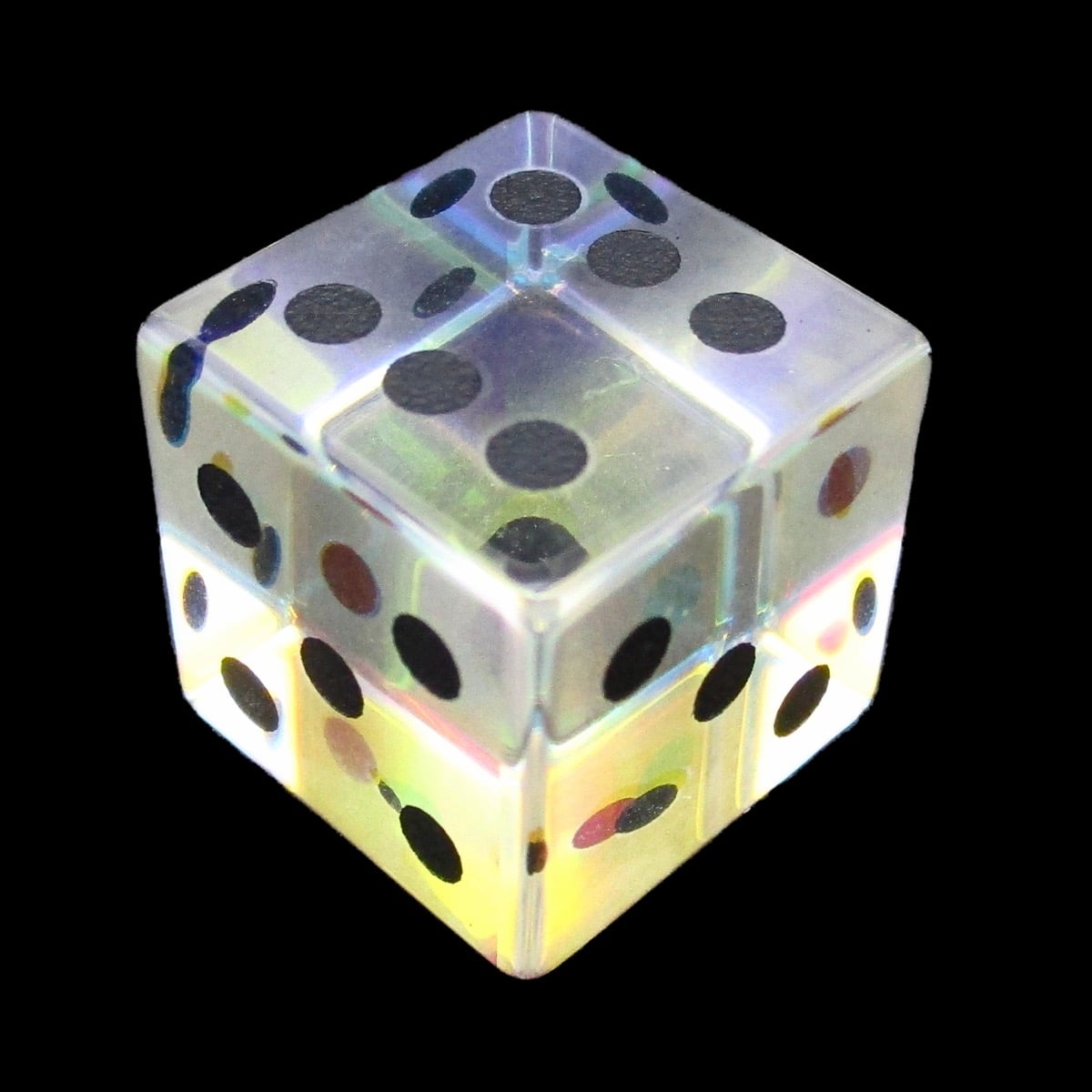 TDSO Zircon Glass Rainbow & Black D6 Spot Dice
